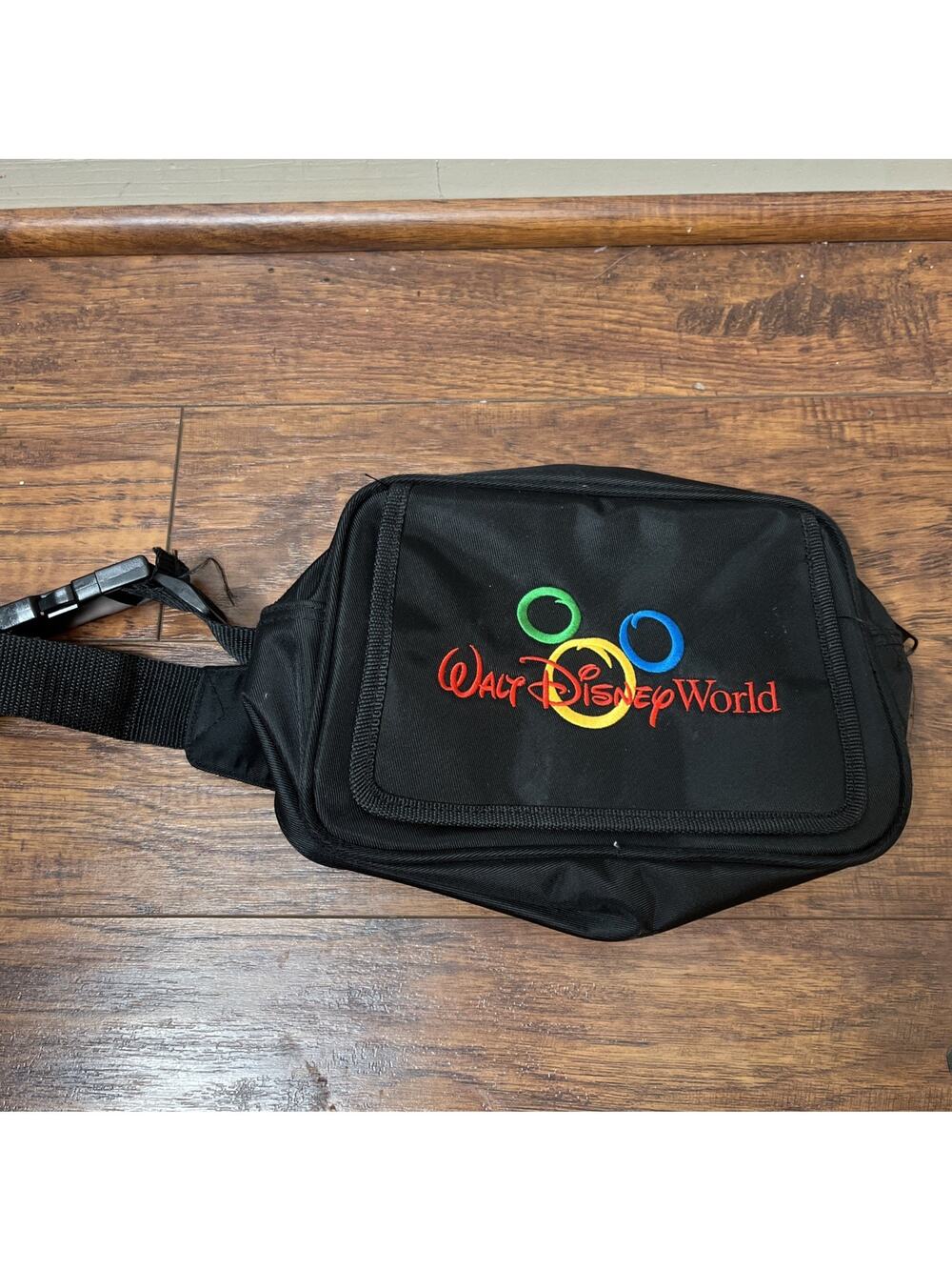 Walt Disney World Vintage Sling Bag Black Embroidered Hip Fanny Pack Mickey Ears